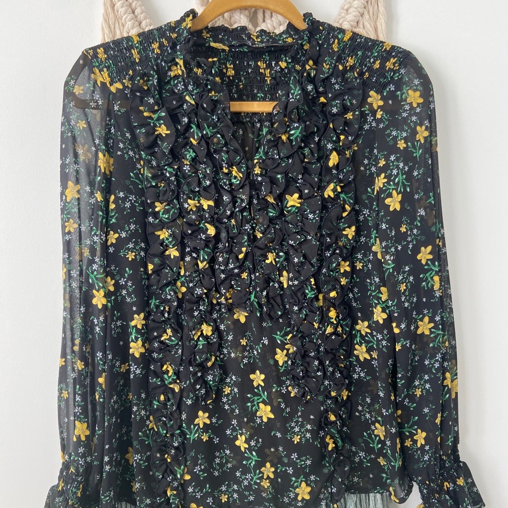 Zara floral ruffled blouse